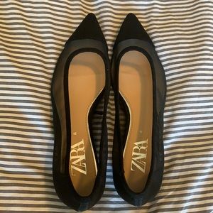 MESH BALLERINA POINTED TOE FLATS | ZARA